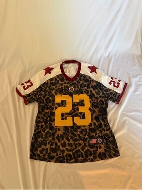 Women’s Leopard Print Number 23 Football Jersey - Yellow & Brown
